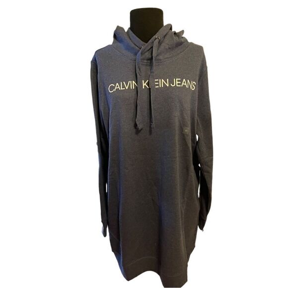 NWT  blue Calvin Klein Women's Size L  Performance Logo Fleece Hoodie - Picture 2 of 11